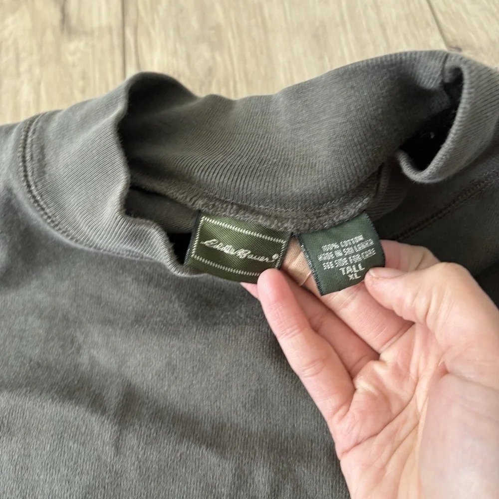 Eddie Bauer Men's Tall XL Green Pullover Mock Neck‎ Long Sleeve Cotton Outdoor - Picture 4 of 7